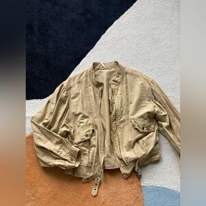 Free People Tan Lightweight Bomber (sz L) ❤️